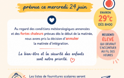 Annulation de la matinée d’intégration du 24 juin.